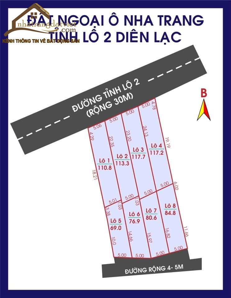 Bán đất mặt tiền tỉnh lộ 2 sau quy hoạch rộng 30m thuộc Diên Lạc - Diên Khánh