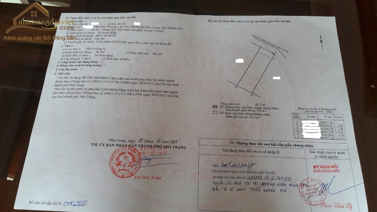 Đang bán 2 lô đất hẻm trần phú nha trang (đối diện công viên phù đổng)