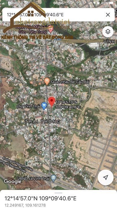 Bán nhanh lô đất đối diện chợ Vĩnh Thái, 70m2 full thổ cư Giá: 1 tỉ 220tr