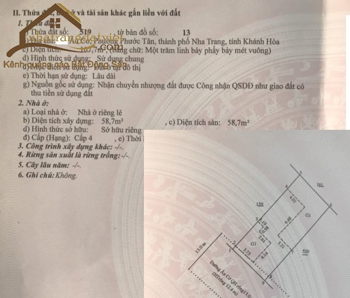 Chính chủ Bán Lô Đất sạch mặt tiền đường Âu cơ