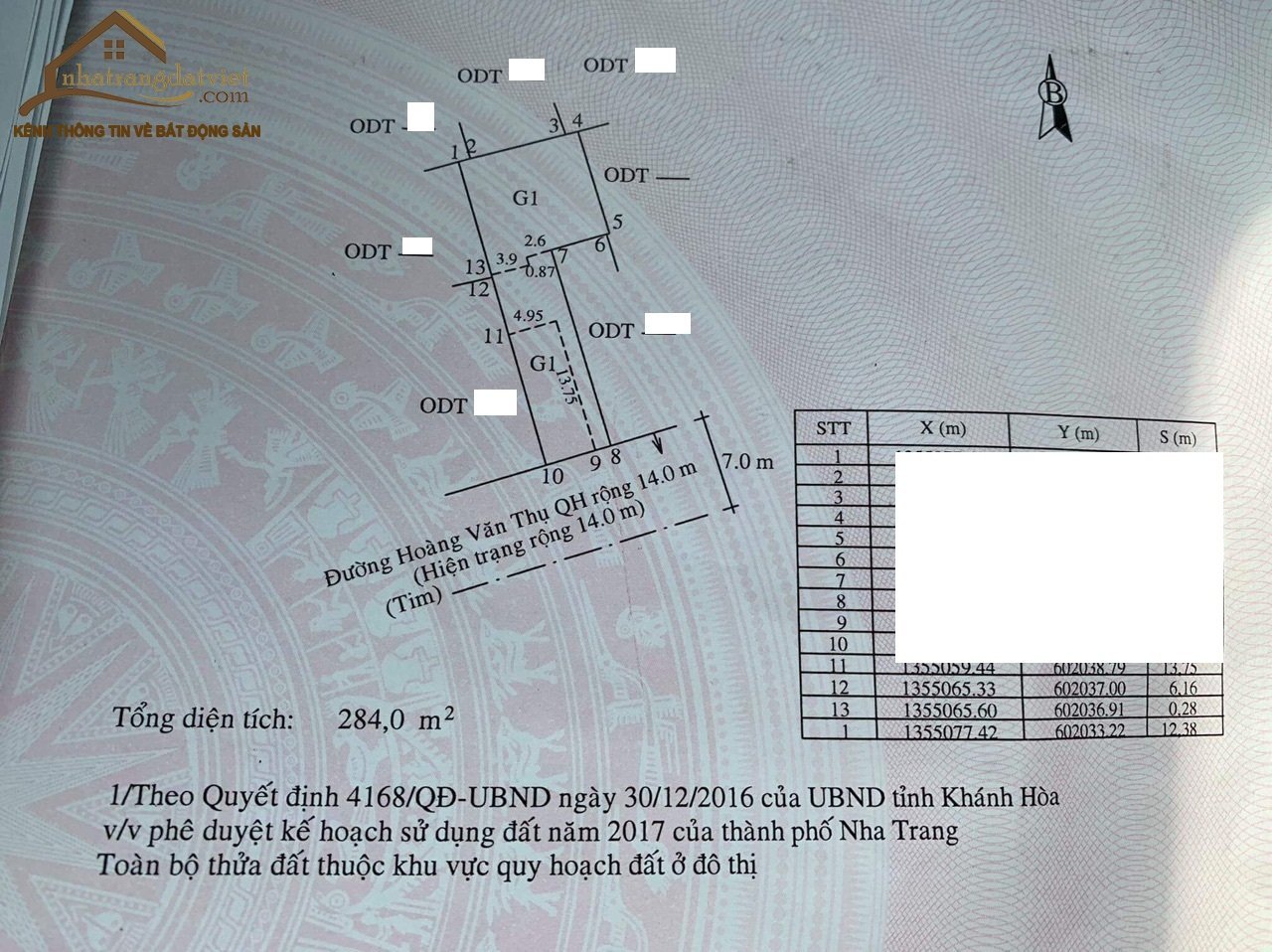 Bán lô đất đẹp mặt tiền đường hoàng văn thụ ngay trung tâm tp. nha trang