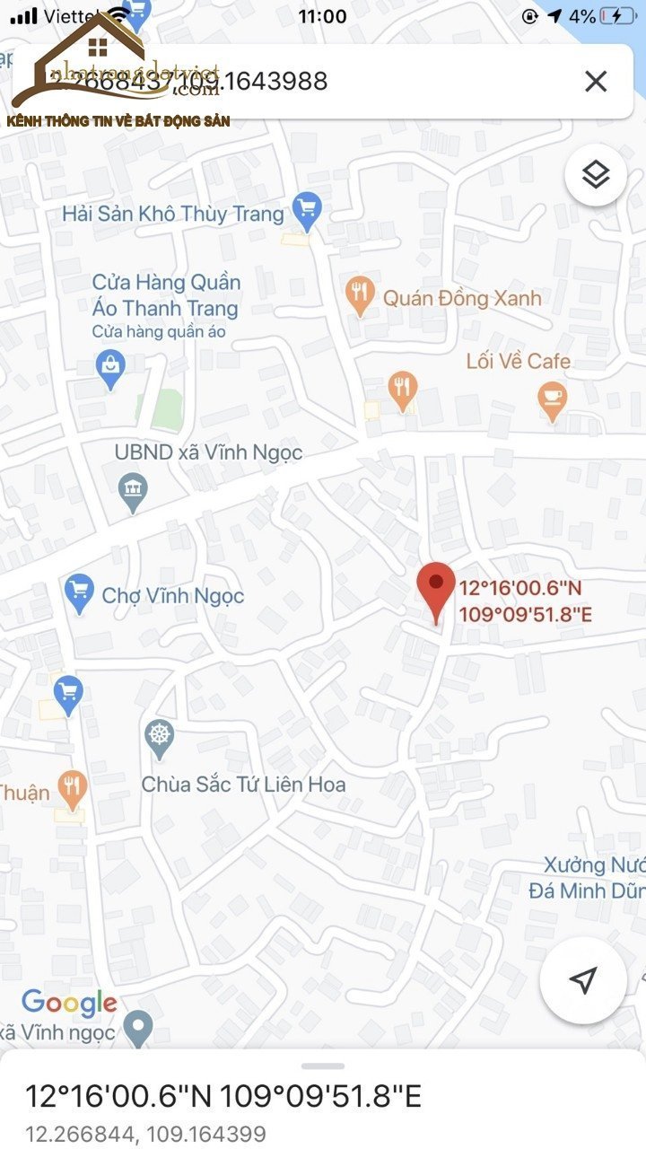 Bán lô góc 2 mặt tiền đẹp hẻm 505 ở Vĩnh Ngọc , Nha Trang giá 1 Tỷ 550