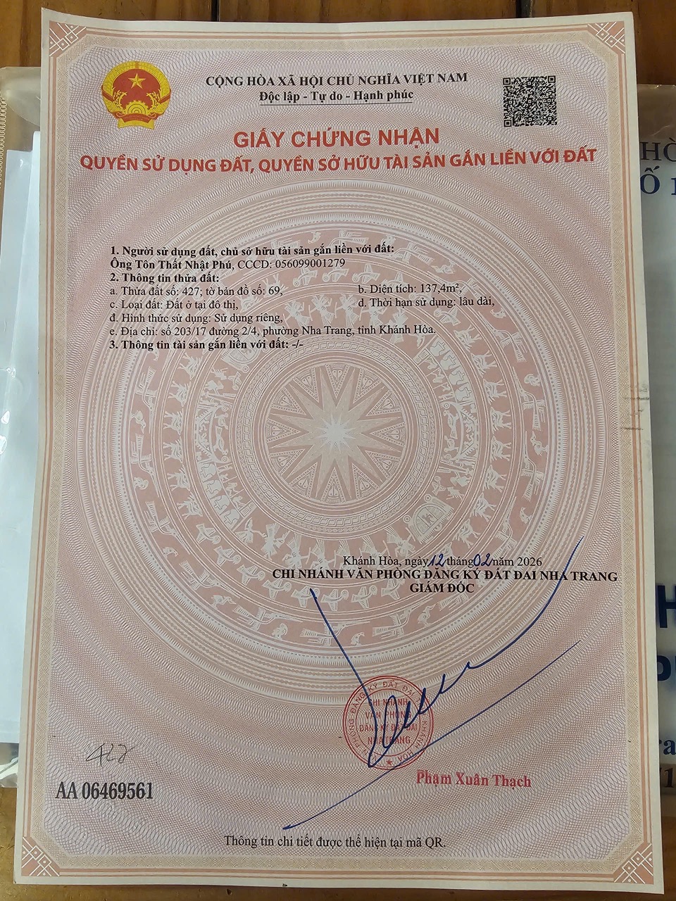 Bán đất hẻm 1170 đường 2 tháng 4 Vạn Thắng phường Nha Trang.